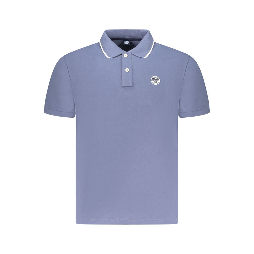 North Sails Blue Cotton Men Polo Shirt with contrasting details and logo