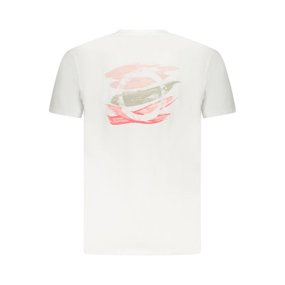 Trussardi White Cotton Men T-Shirt with brush print and logo on back