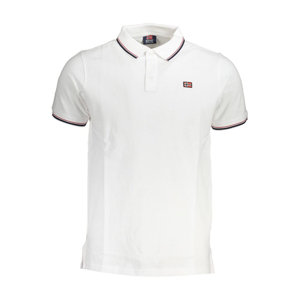 Norway 1963 White Cotton Men Polo Shirt with short sleeves and sleek logo, perfect for casual and upscale events.