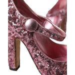 Dolce & Gabbana Pink Sequin Mary Jane Pumps High Heels Shoes