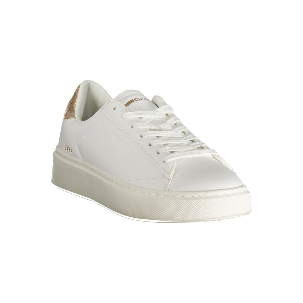 Gas White Polyester Women Sneaker with bronze details and sleek design, ideal for fashion-forward women, featuring the iconic Gas logo.