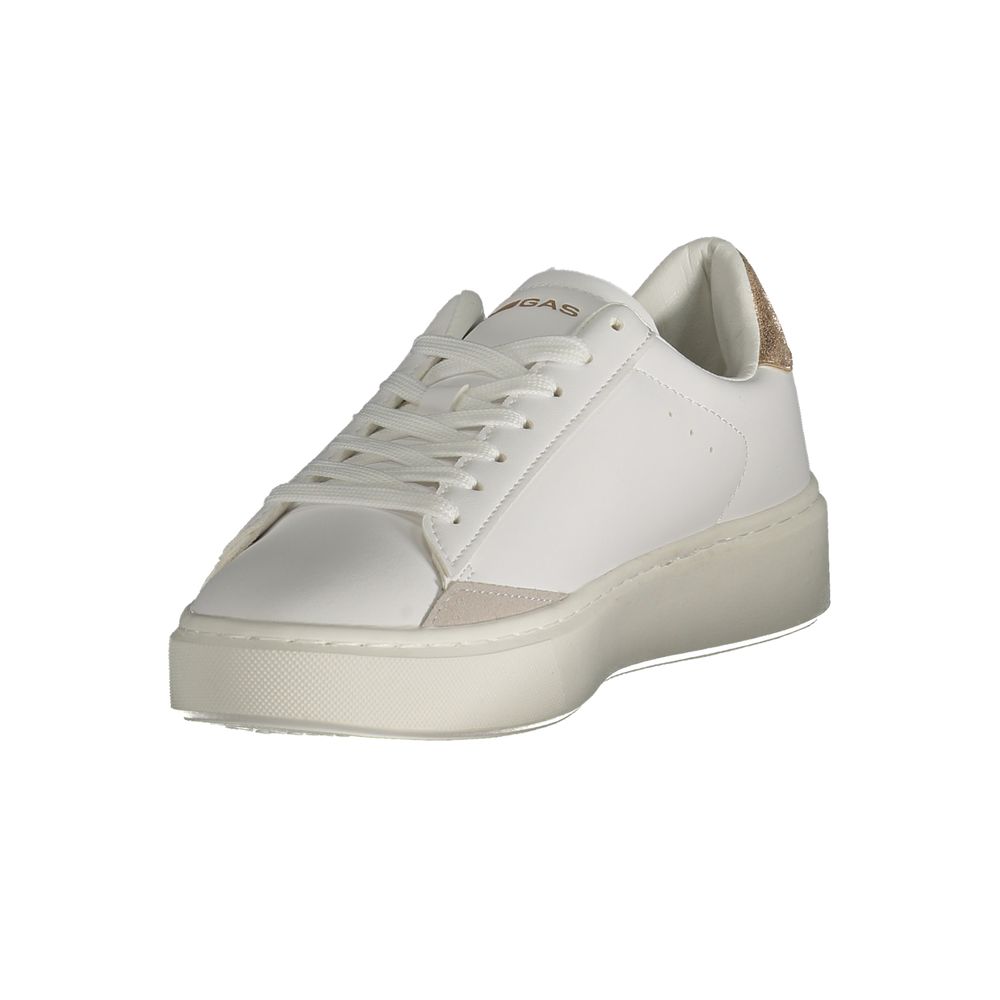Gas White Polyester Women Sneaker with bronze details and sleek print