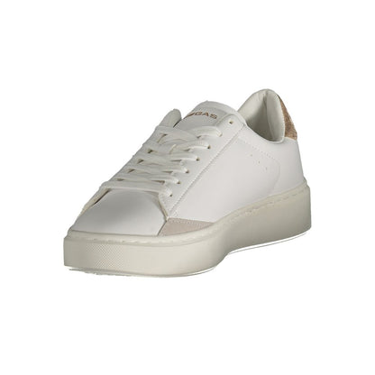 Gas White Polyester Women Sneaker with bronze details and sleek print