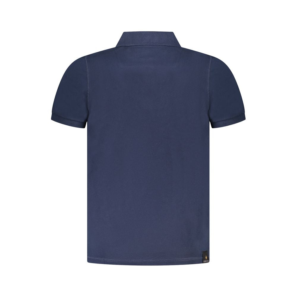 Back view of Accademia Militare Blue Cotton Polo Shirt with short sleeves and logo