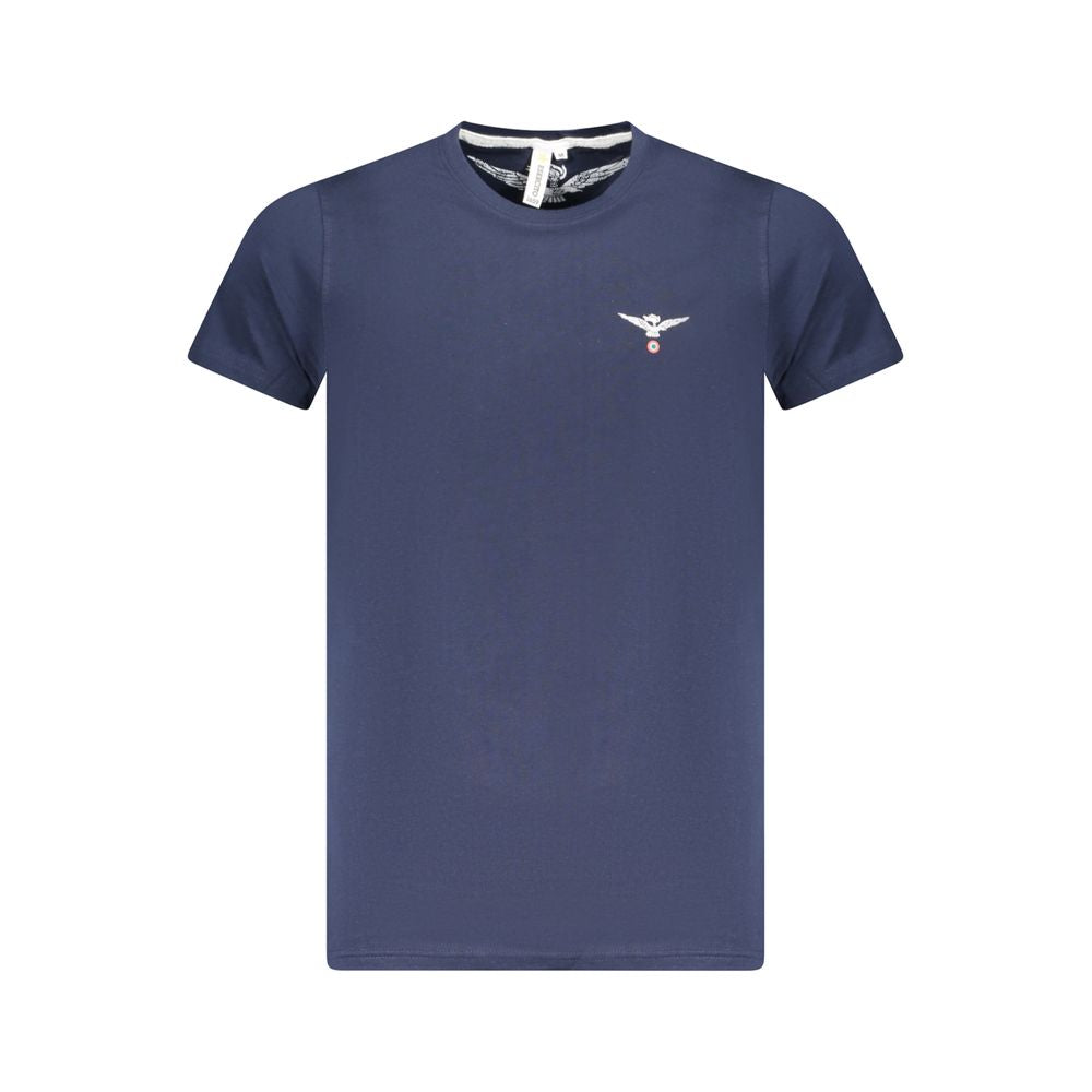 Accademia Militare Blue Cotton T-Shirt with eagle ball logo, crew neck, short sleeves.