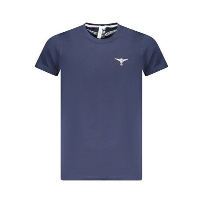 Accademia Militare Blue Cotton T-Shirt with eagle ball logo, crew neck, short sleeves.