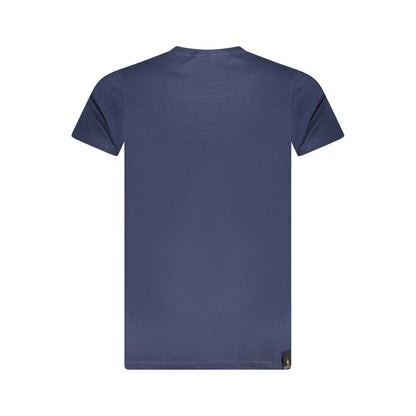 Back view of Accademia Militare Blue Cotton T-Shirt featuring short sleeves and crew neck design.