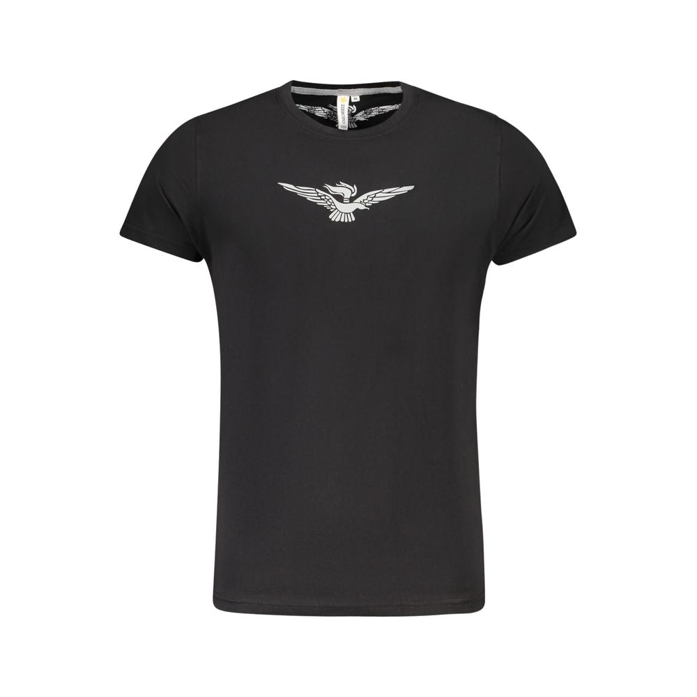 Accademia Militare Black Cotton T-Shirt with big eagle print, short sleeves, crew neck and logo.
