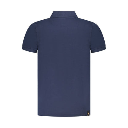 Back view of Accademia Militare Blue Cotton Polo Shirt with short sleeves and logo.