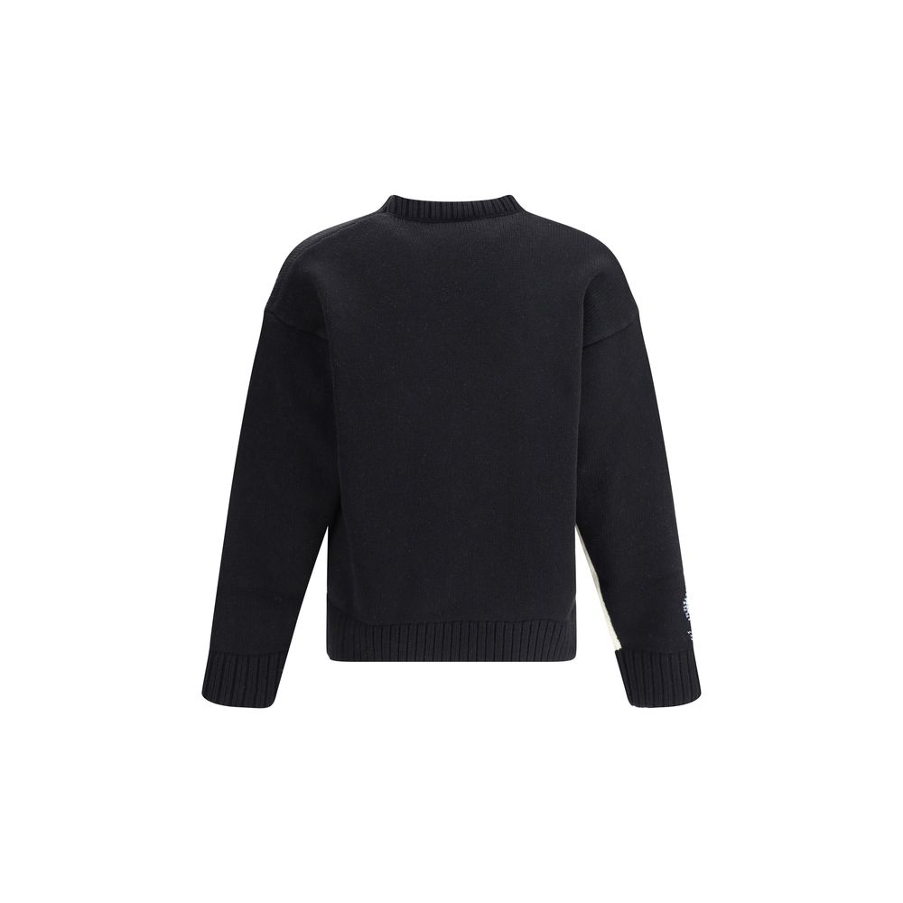 Back view of Dsquared² Black Wool Sweatshirt with ribbed cuffs and hem showcasing the brand's iconic style and design.