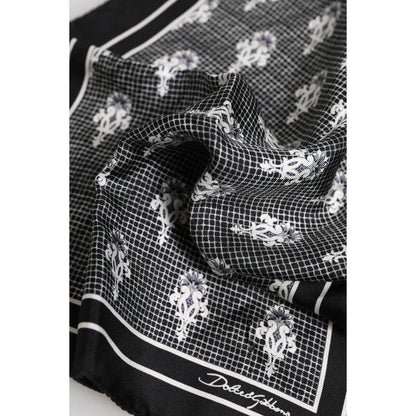 Dolce & Gabbana Black White Printed Square Foulard Scarf