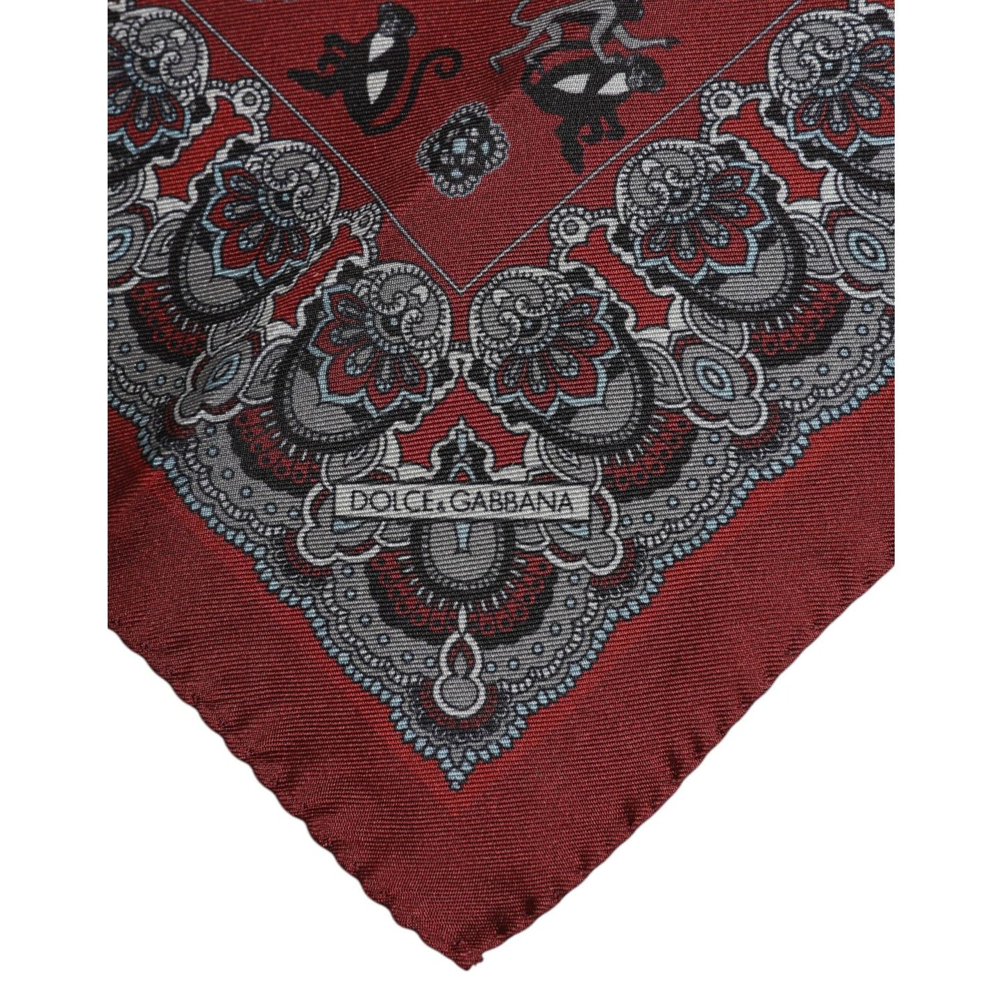 Dolce & Gabbana Maroon Monkey Print Silk Square Foulard Scarf MS7251