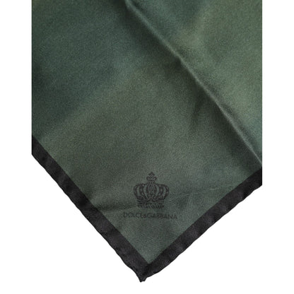Dolce & Gabbana Green DG Crown Silk Square Men Foulard Scarf