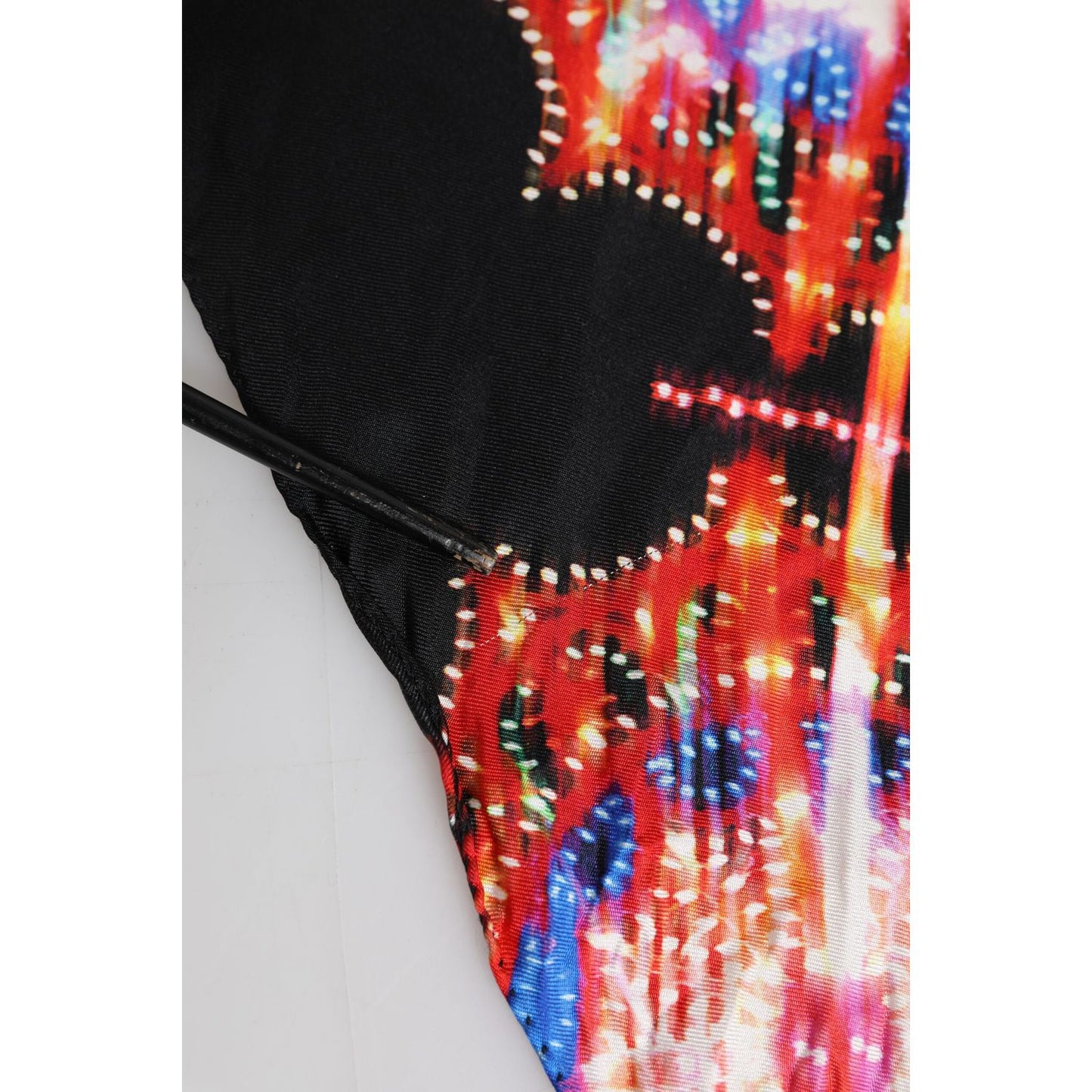 Dolce & Gabbana Black Multicolor Print Square Foulard Scarf