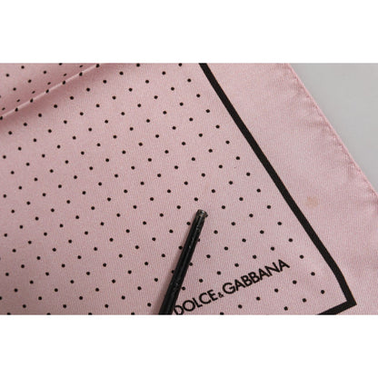 Dolce & Gabbana Beige Dotted Silk Square Men Foulard Scarf