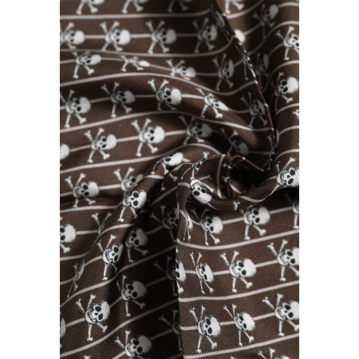 Dolce & Gabbana Brown Skull Silk Square Men Foulard Scarf