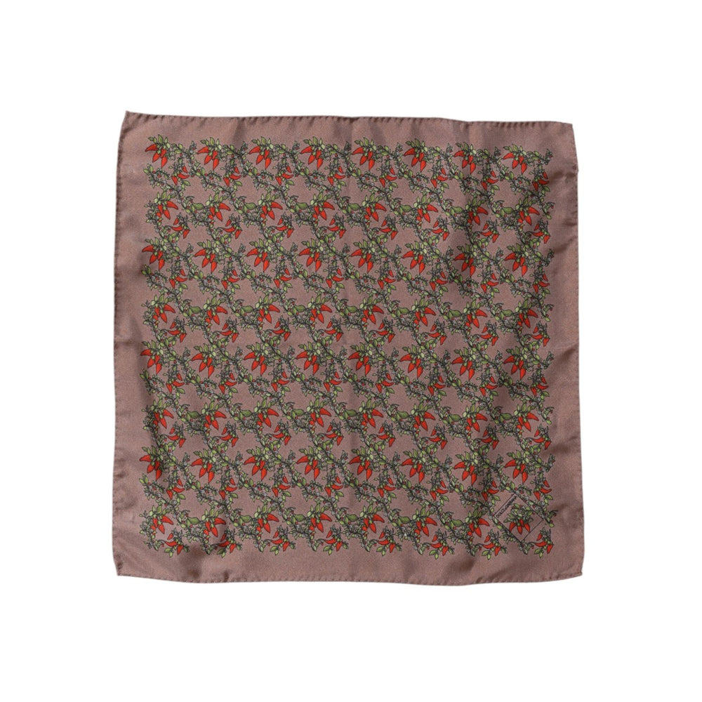 Dolce & Gabbana Brown Chilis Silk Square Men Foulard Scarf
