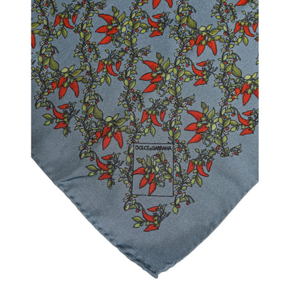 Dolce & Gabbana Gray Chilis Silk Square Men Foulard Scarf
