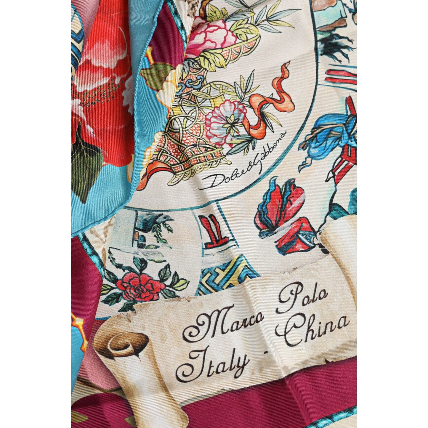 Dolce & Gabbana Multicolor Floral Print Square Foulard Scarf