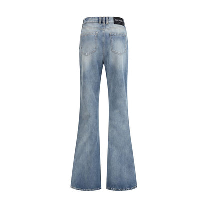 Balmain Blue Cotton Flared Jeans