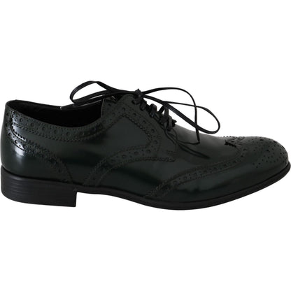 Dolce & Gabbana Green Leather Broque Oxford Wingtip Shoes