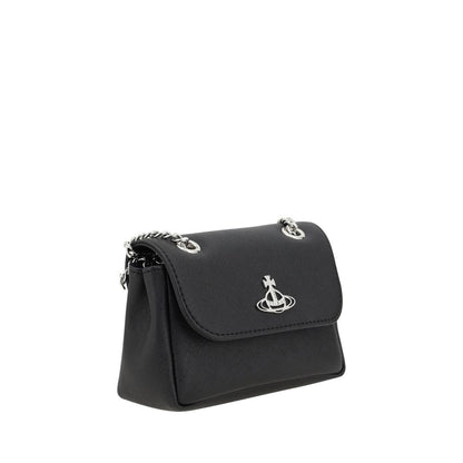 Vivienne Westwood Black Polyethylene Shoulder Bag with chain strap and Orb logo detail.