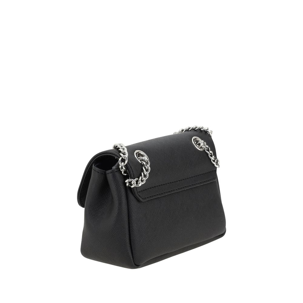 Vivienne Westwood Black Polyethylene Shoulder Bag with chain strap and iconic Orb logo plaque.