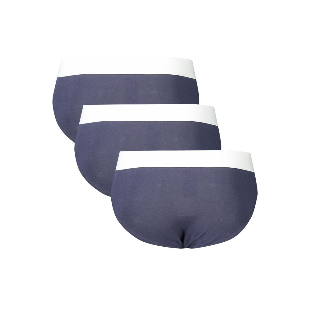 Bikkembergs Blue Cotton Underwear tri-pack with elegant elastic waistband and logo print, perfect for style and comfort.