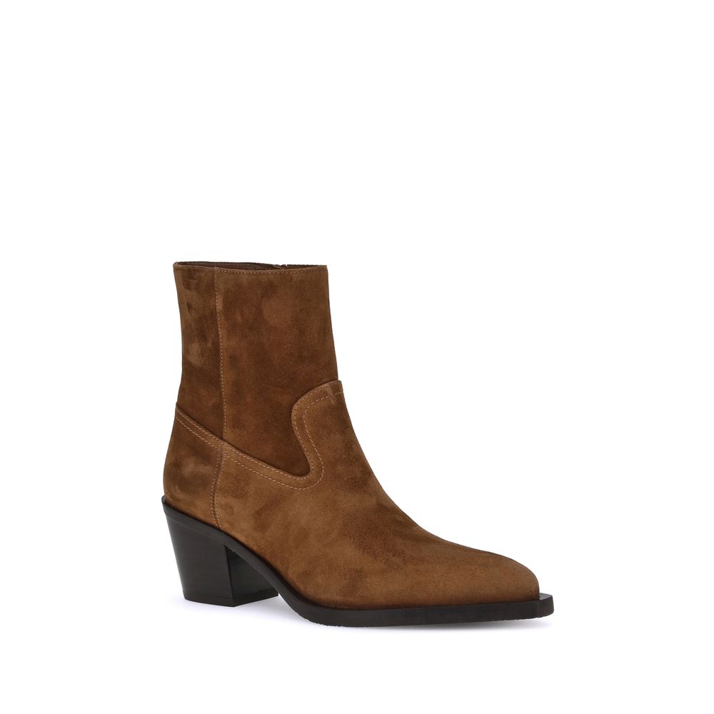Stuart Weitzman Brown Calf Leather Bos Taurus Ankle Boots