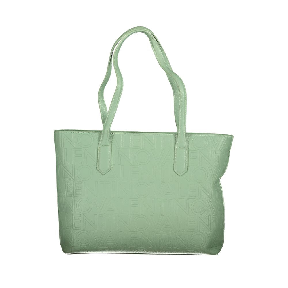 Mario Valentino Green Polyethylene Handbag with 2 handles, contrasting details, zip closure, and logo, featuring internal pockets.