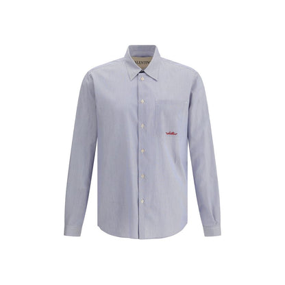 Valentino Blue Cotton Pattern Shirt