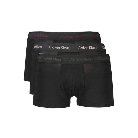 Calvin Klein Black Cotton Underwear boxer tri-pack, elastic waist, contrast details, logo
