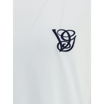 Valentino White Cotton T-Shirt with embroidered VG logo for casual elegance.