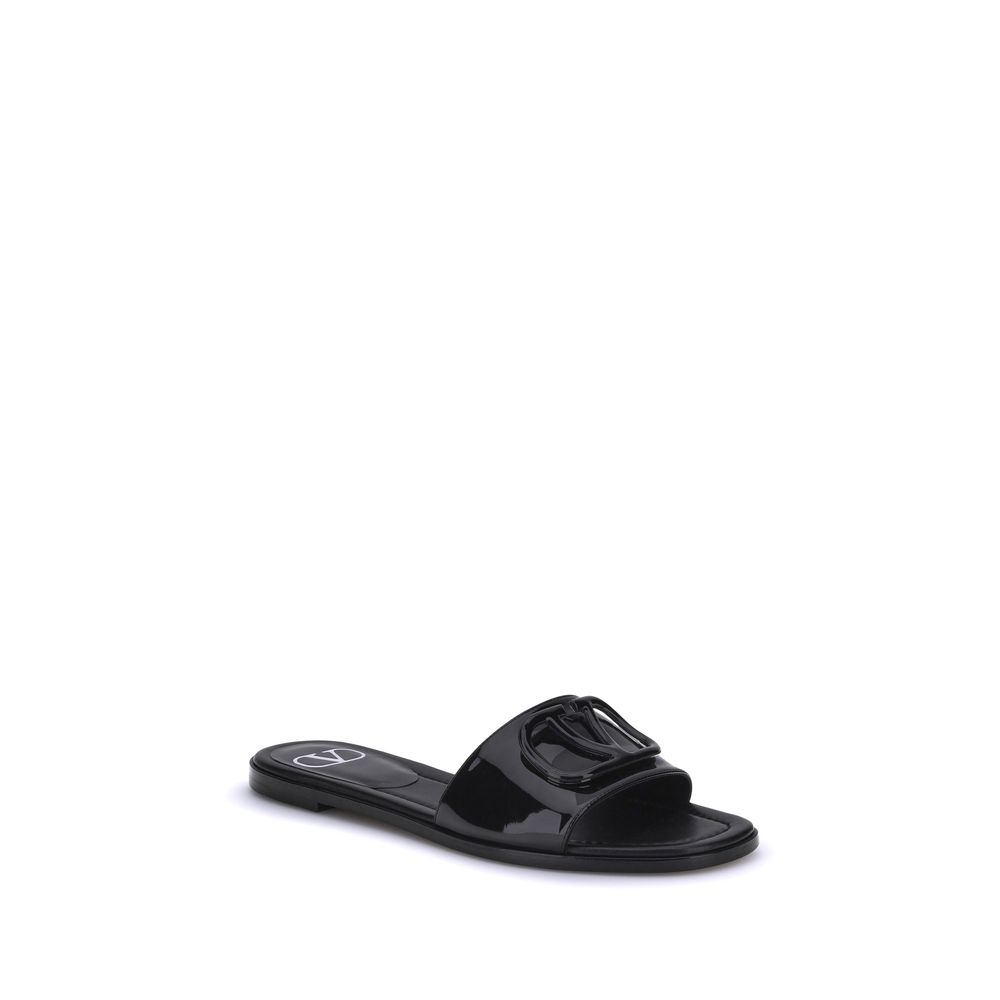 Valentino Garavani Black Calf Leather Bos Taurus Sandals