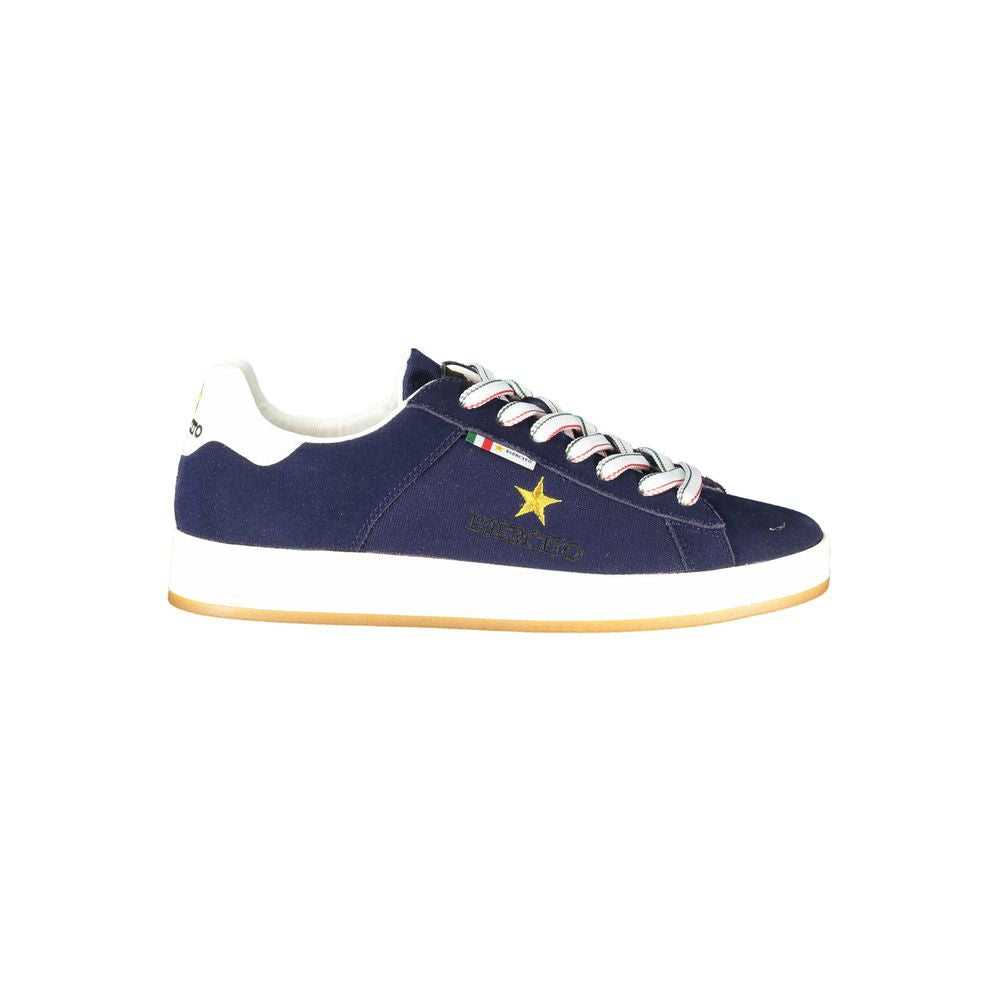 Esercito 1659 Blue Leather Men Sneaker in brilliant blue with contrasting details and logo, perfect for urban fashion enthusiasts seeking style and comfort.