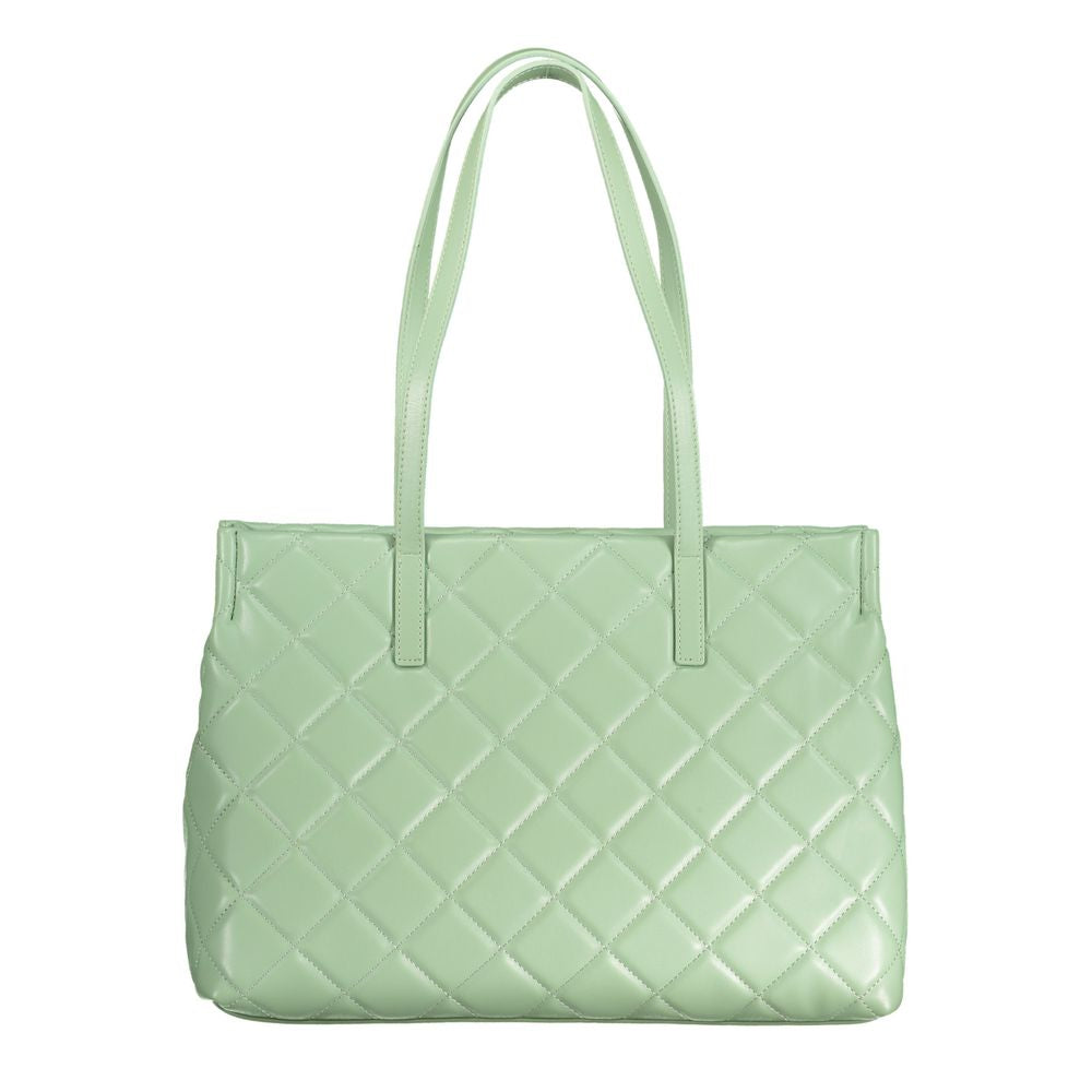 Mario Valentino Green Polyethylene Handbag with quilted design, dual shoulder handles, and a zip closure.