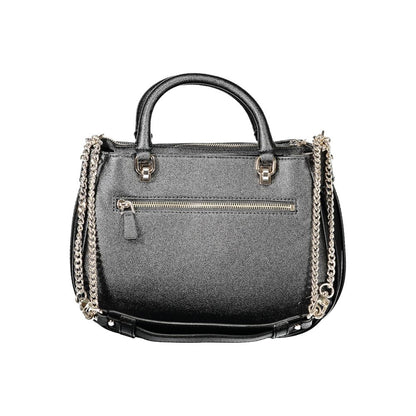 Guess Jeans Black Polyethylene Handbag with chain strap, external pocket, and contrasting details
