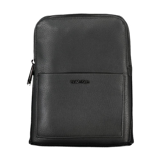 Calvin Klein Black Polyester Shoulder Bag with adjustable strap, zip closure, 2 external pockets, and internal pocket.