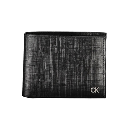 Calvin Klein Black Leather Wallet with RFID blocking, card slots, coin purse, and logo detail