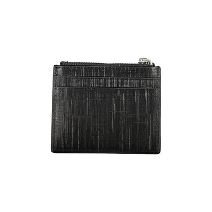 Calvin Klein Black Leather Wallet with card holder, central pocket, zip closure, and logo detailing