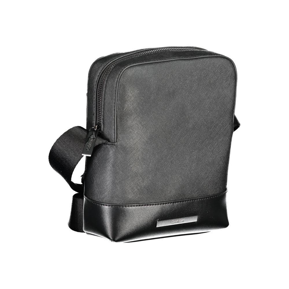 Calvin Klein Black Polyester Shoulder Bag with adjustable strap, zip closure, logo, and recycled material