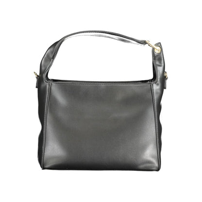 Mario Valentino Black Polyethylene Handbag with adjustable strap, shoulder handle, zip closure, and internal pocket