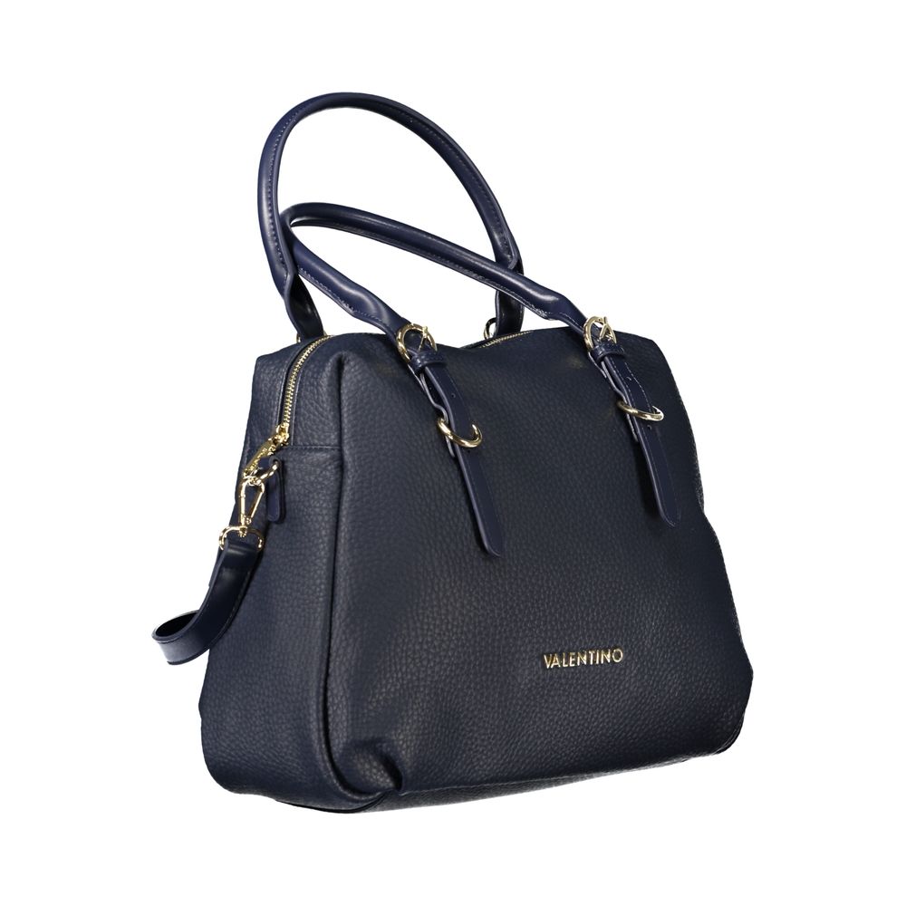 Mario Valentino Blue Polyethylene Handbag with adjustable handles and shoulder strap, internal pocket, zipper closure, logo accent.