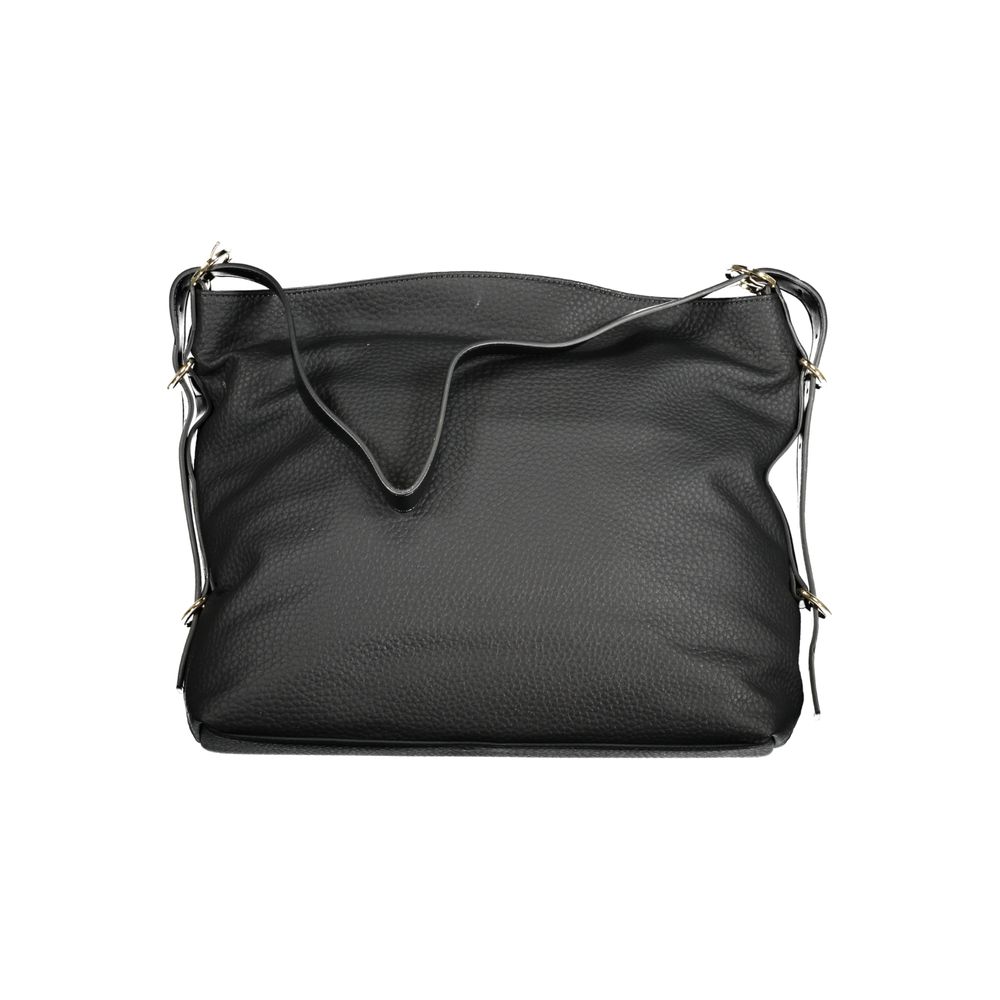 Mario Valentino Black Polyethylene Handbag with adjustable shoulder handle, contrasting details, and zip closure