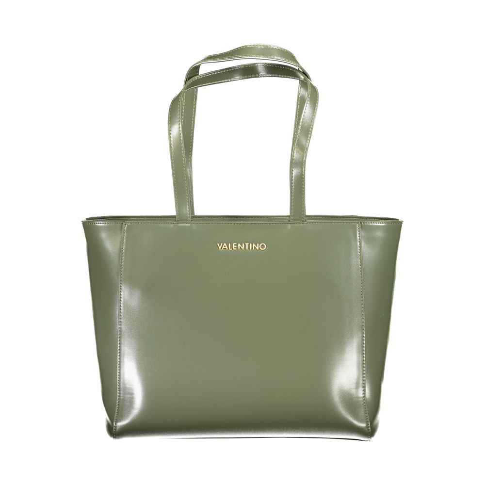 Mario Valentino Green Polyethylene Handbag with two handles, internal pocket, phone space, and zip closure featuring logo, recycled material.