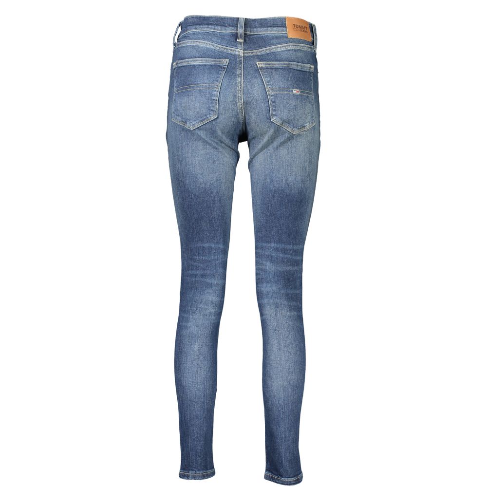 Back view of Tommy Hilfiger Blue Cotton Women's Skinny Jean with washed effect and iconic logo