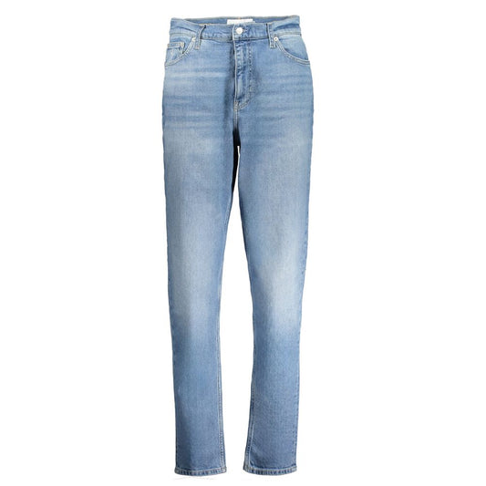 Calvin Klein Blue Cotton Women Jeans with vintage washed effect and sustainable recycled cotton blend.