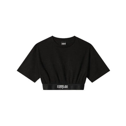 Comme Des Fuckdown Black Cotton Tops & T-Shirt CO-15650-IT36|XXS
