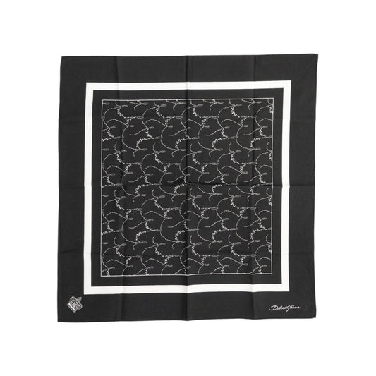 Dolce & Gabbana Black White Printed Square Foulard Scarf