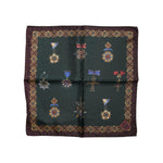 Dolce & Gabbana Green Medals Silk Square Foulard Scarf